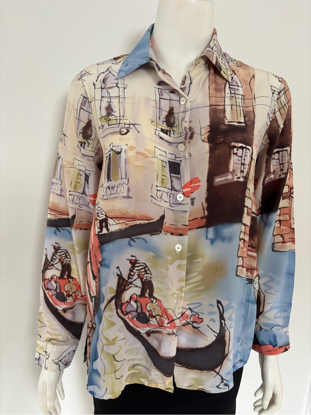 Women's Scenic Print Button-Up Blouse - Multi